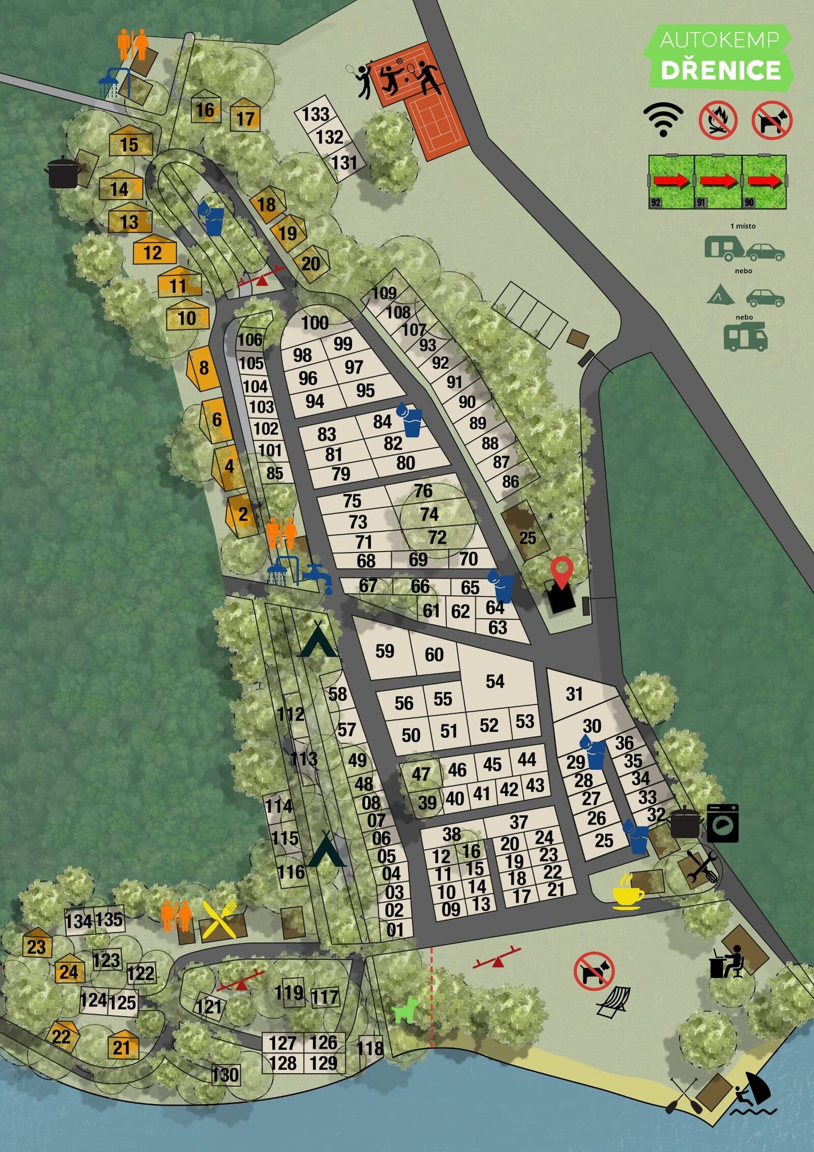 Mapa kempu Dřenice